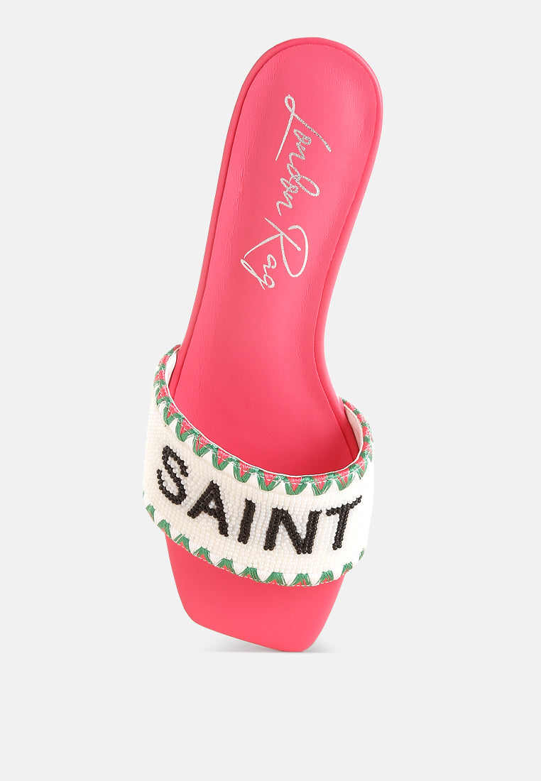 Poshta Saint Tropez Beaded Slip-On Heels-4