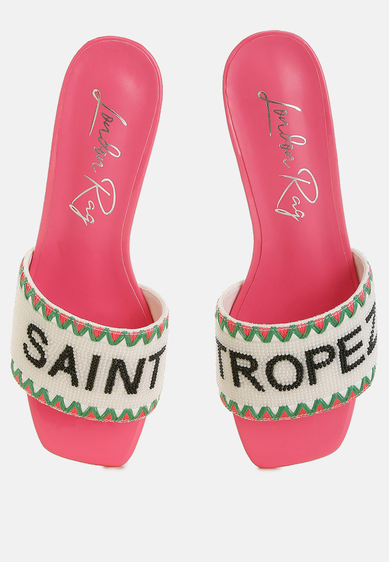 Poshta Saint Tropez Beaded Slip-On Heels-1