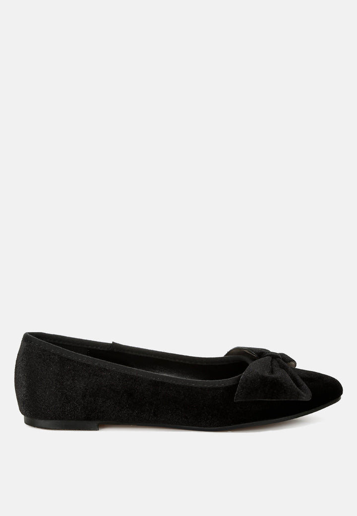 Pothos Luxurious Velvet Bow Ballerinas-0