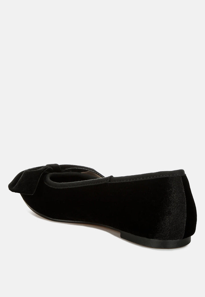 Pothos Luxurious Velvet Bow Ballerinas-2