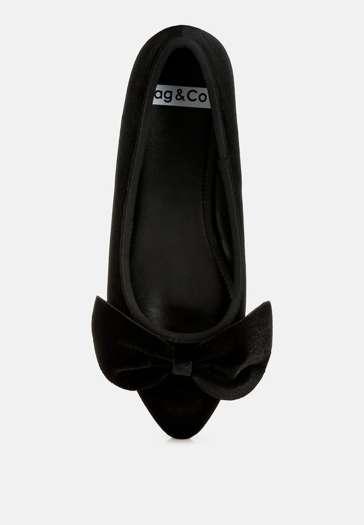 Pothos Luxurious Velvet Bow Ballerinas-3