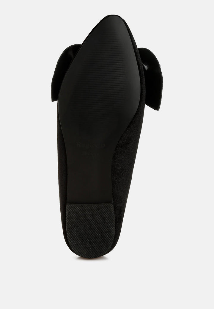 Pothos Luxurious Velvet Bow Ballerinas-4