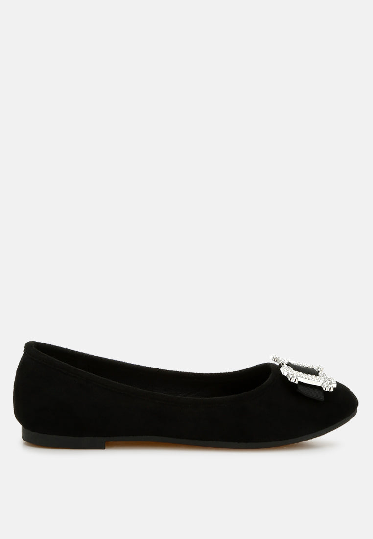 Prajik Rhinestone Buckle Detail Ballerinas-5