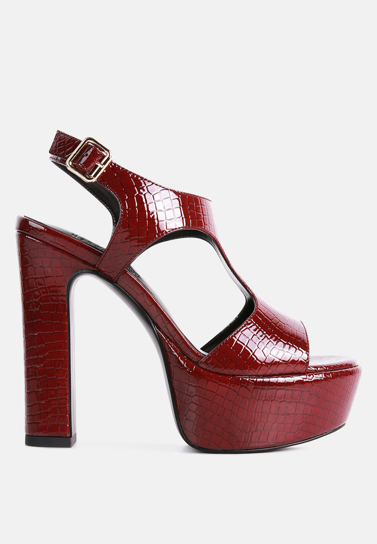 Croft Croc High Heeled Cut Out Sandals-5