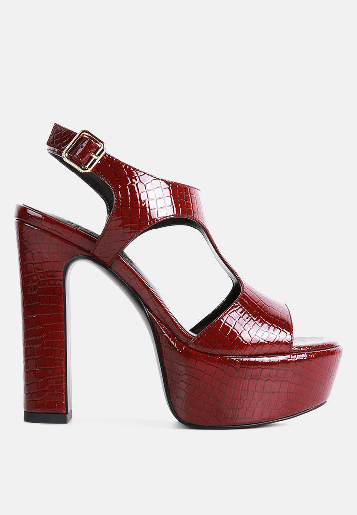 Croft Croc High Heeled Cut Out Sandals-5