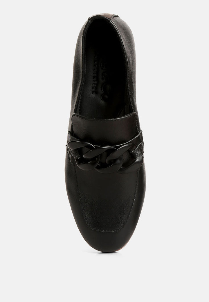 Merva Chunky Chain Leather Loafers-3
