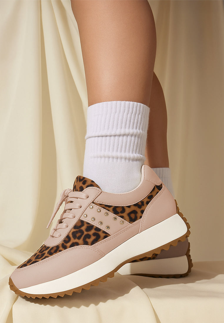 Lepark Real Leather Leopard Print Sneakers-1
