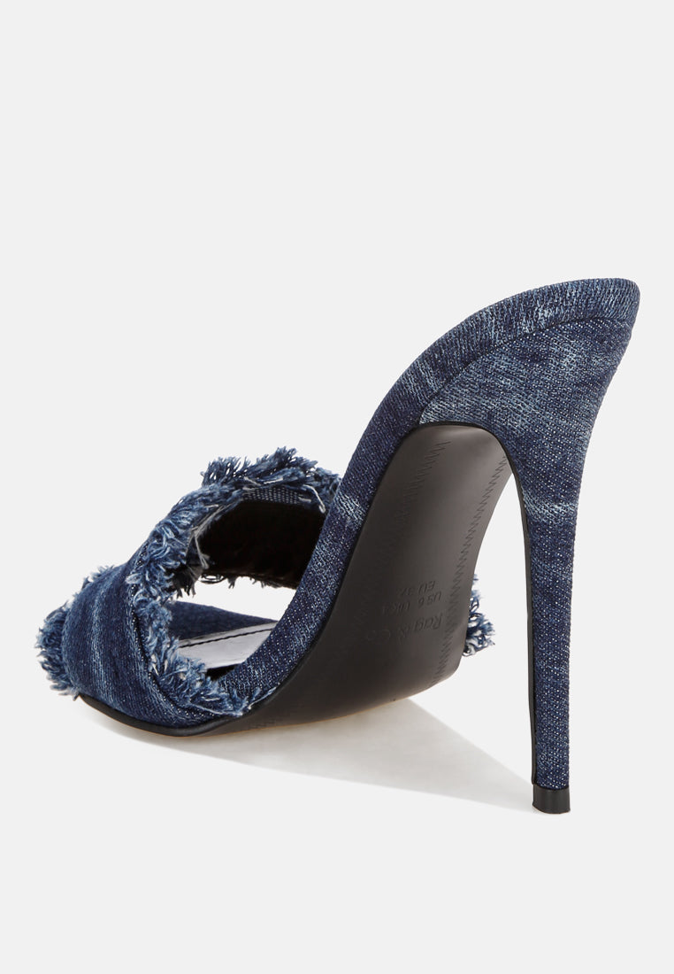 Claudia Distressed Denim Stiletto Sandals-2