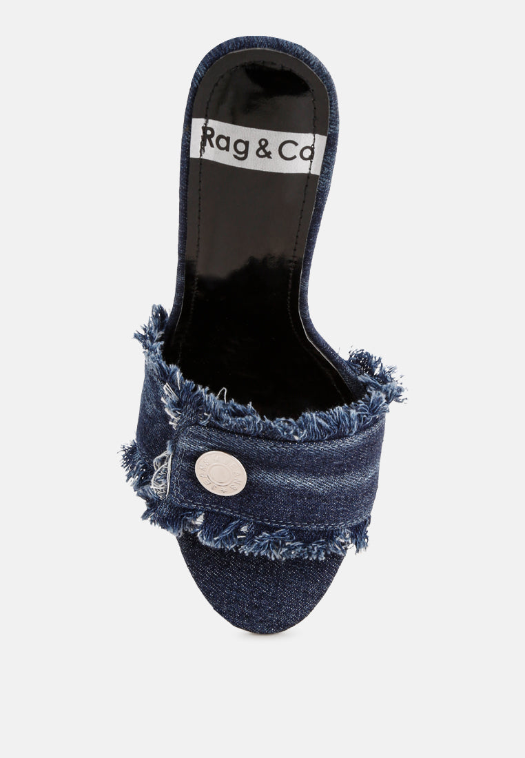 Claudia Distressed Denim Stiletto Sandals-3