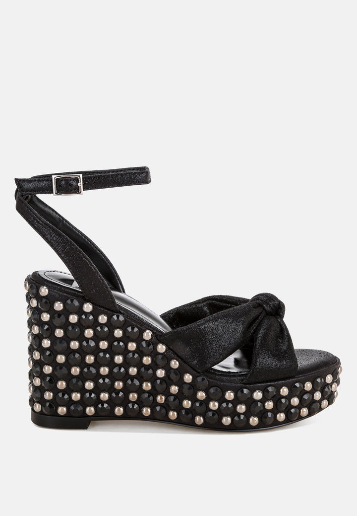 Moondot Embellished Wedge Heel Sandals-0