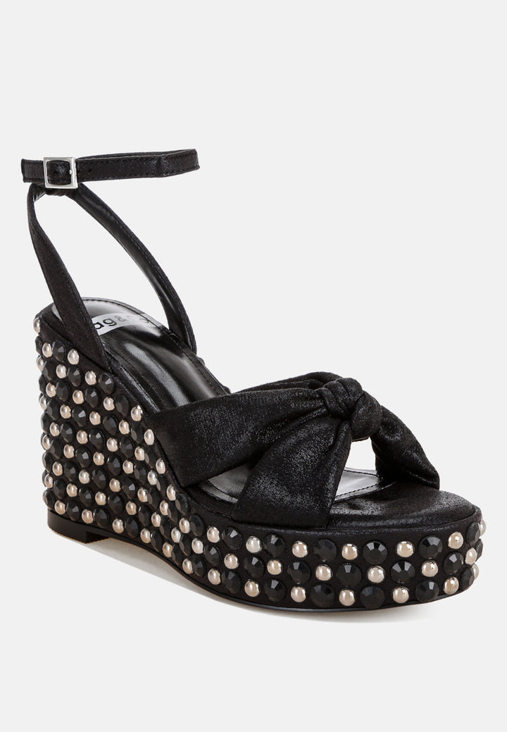 Moondot Embellished Wedge Heel Sandals-1