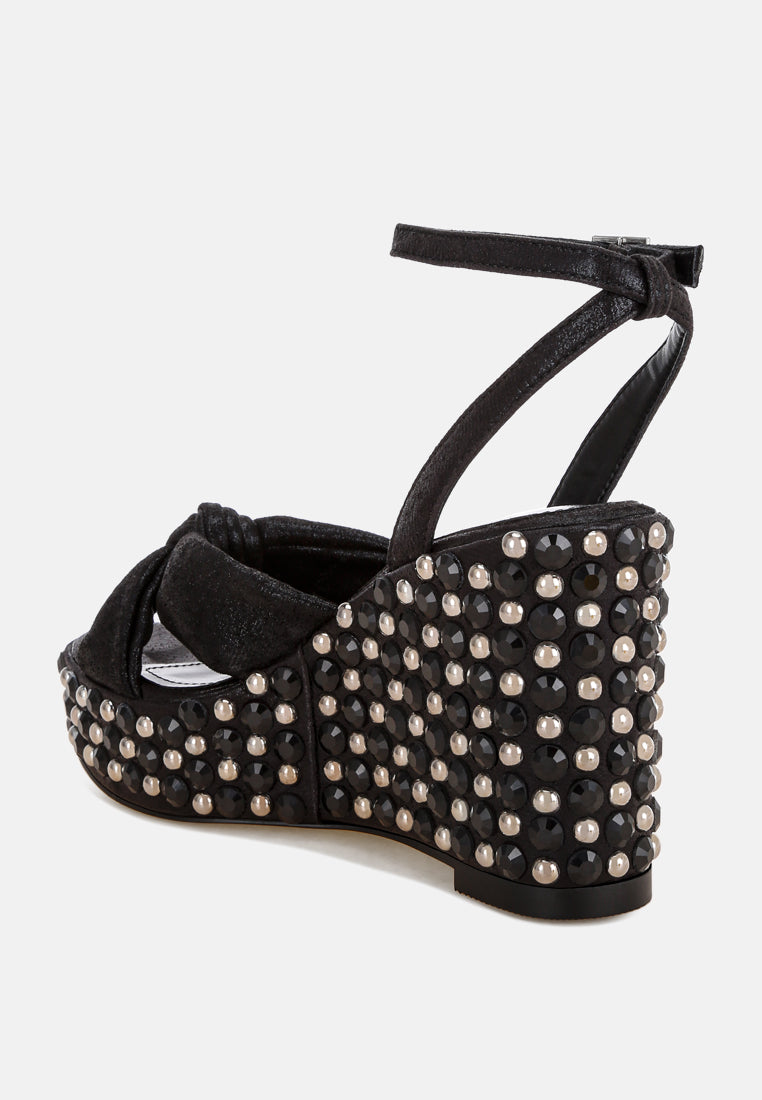 Moondot Embellished Wedge Heel Sandals-2