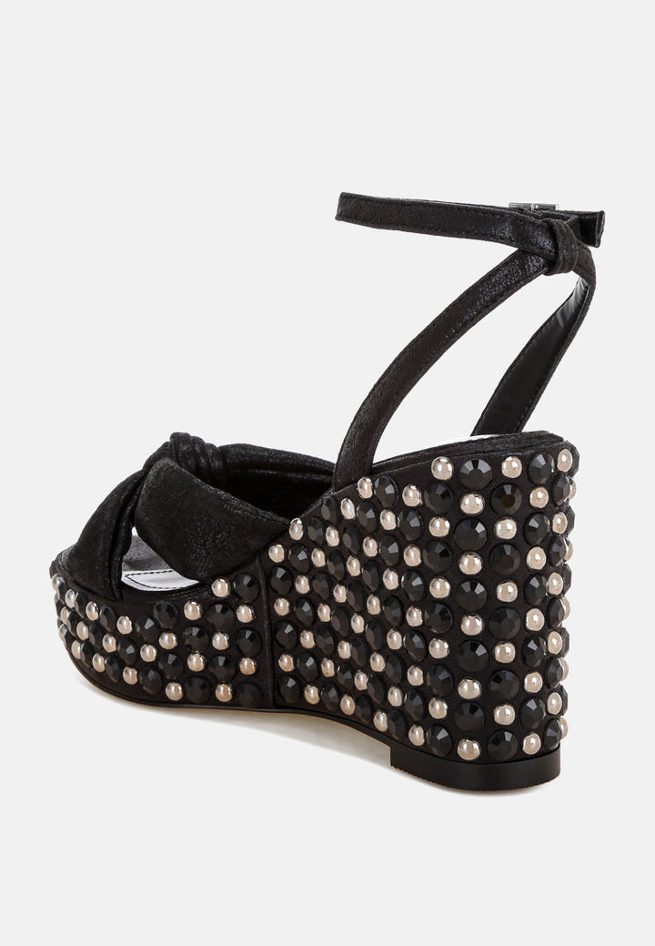 Moondot Embellished Wedge Heel Sandals-2