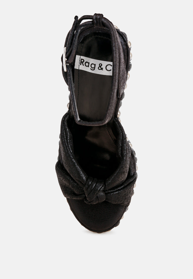 Moondot Embellished Wedge Heel Sandals-3