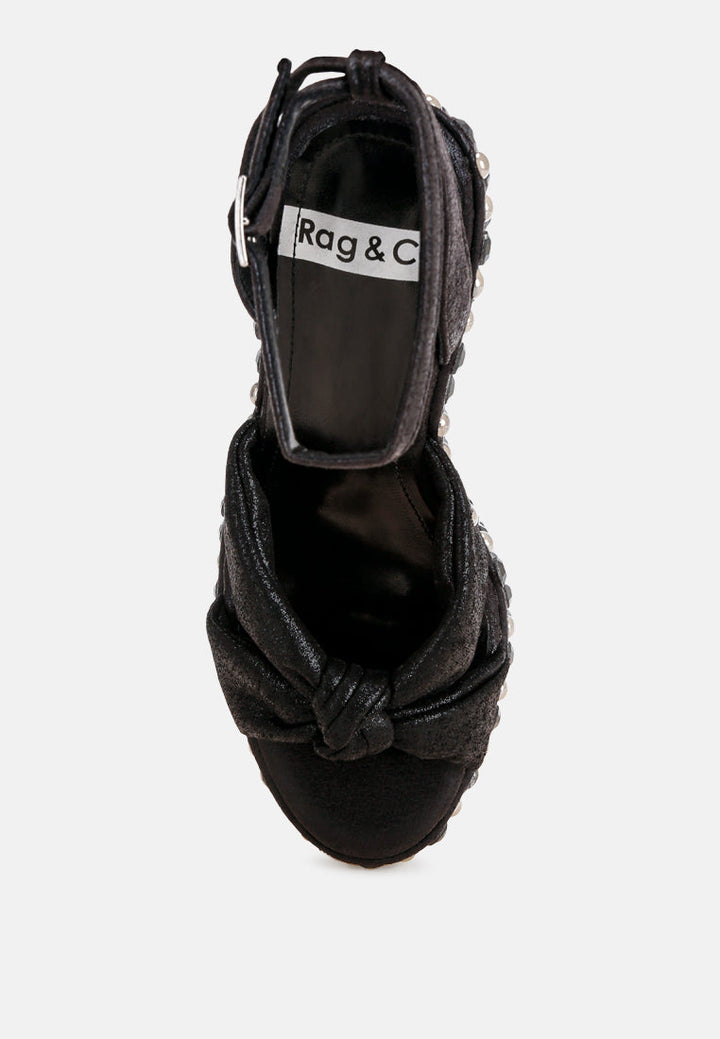 Moondot Embellished Wedge Heel Sandals-3