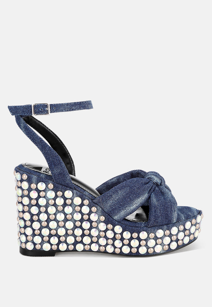 Moondot Embellished Wedge Heel Sandals-6