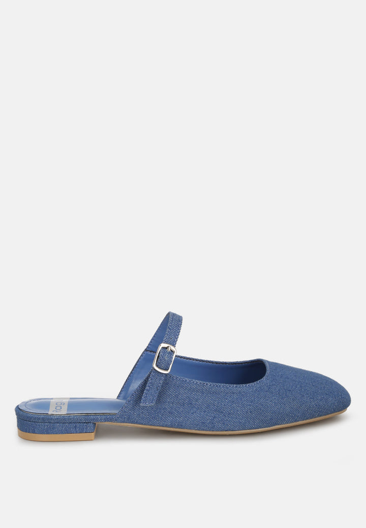 Dublish Square Toe Buckled Flats-8