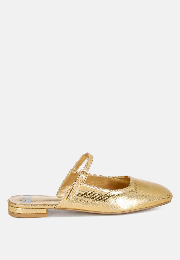 Dublish Square Toe Buckled Flats-5