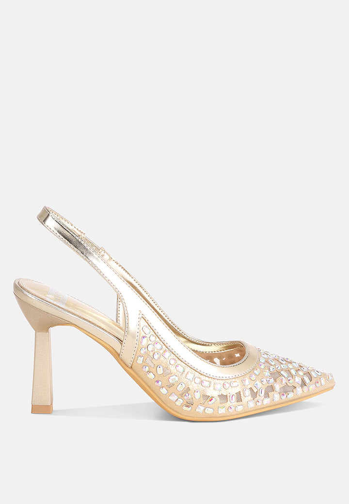 Orvana Diamante Embellished Slingback Sandals-6