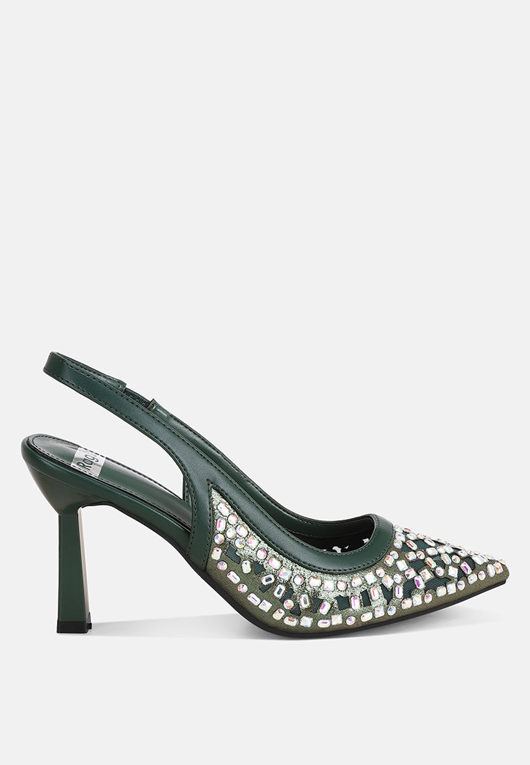 Orvana Diamante Embellished Slingback Sandals-5