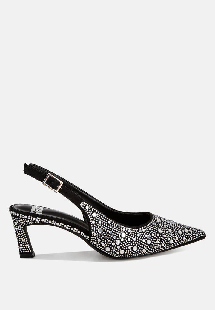 Honarta Rhinestone Embellished Slingback Heels-0