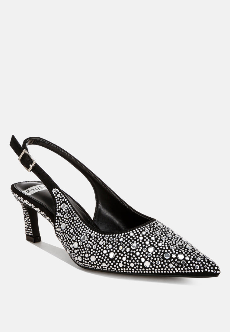 Honarta Rhinestone Embellished Slingback Heels-1