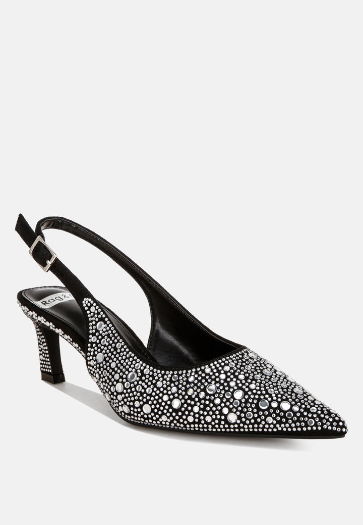 Honarta Rhinestone Embellished Slingback Heels-1
