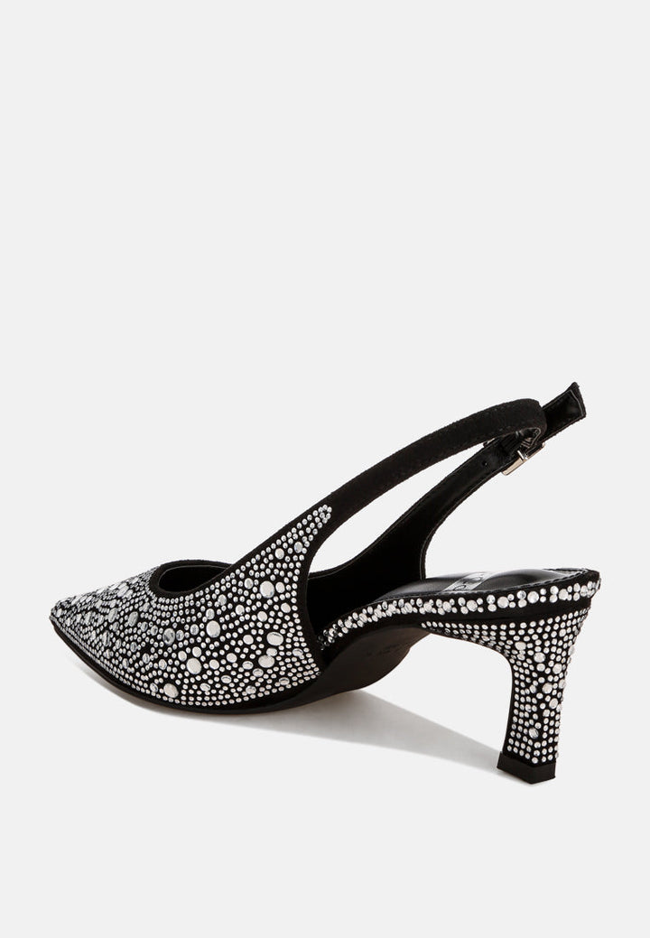 Honarta Rhinestone Embellished Slingback Heels-2