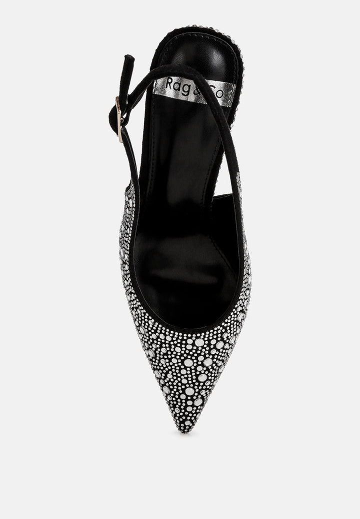 Honarta Rhinestone Embellished Slingback Heels-3