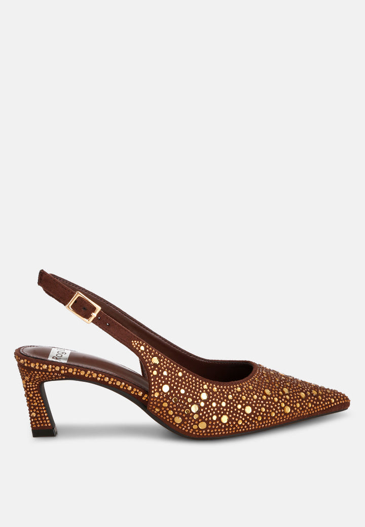 Honarta Rhinestone Embellished Slingback Heels-5