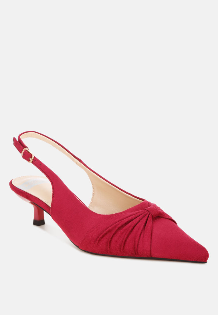 Salvia Ruched Pointed Toe Slingback Heels-1