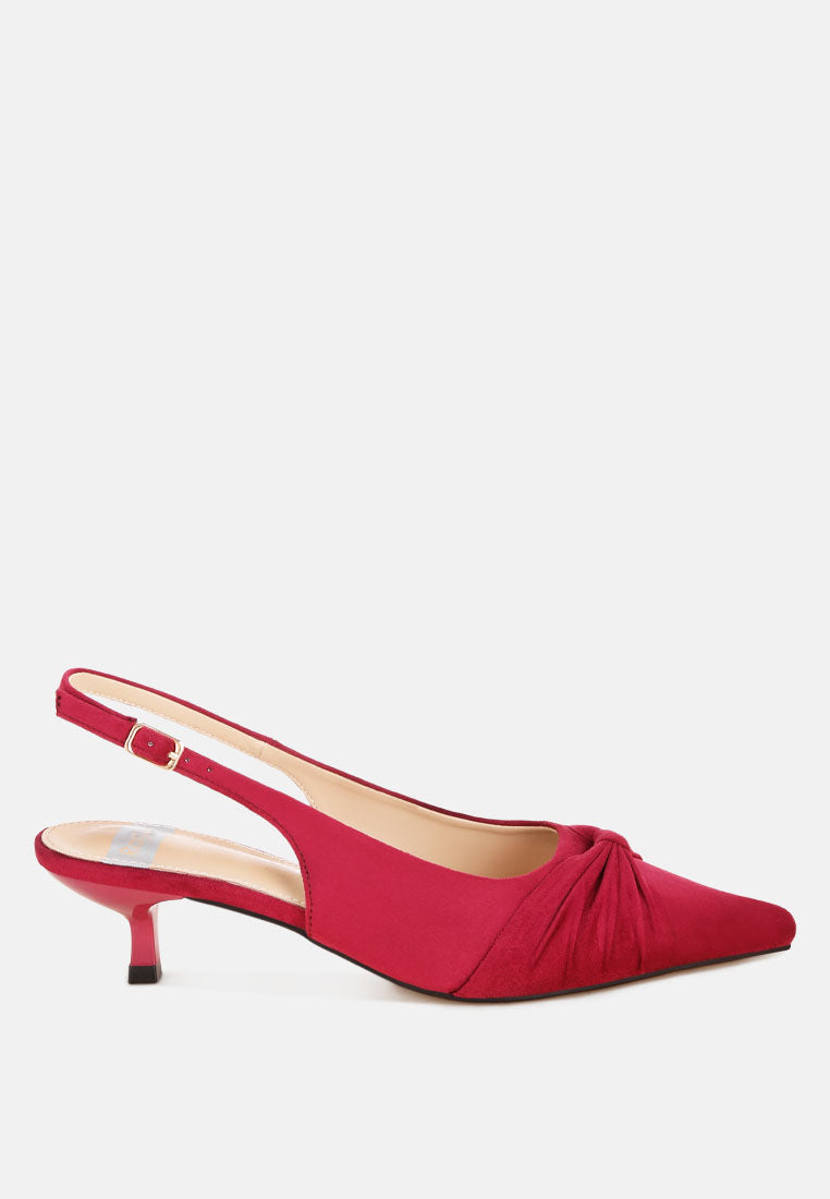 Salvia Ruched Pointed Toe Slingback Heels-0