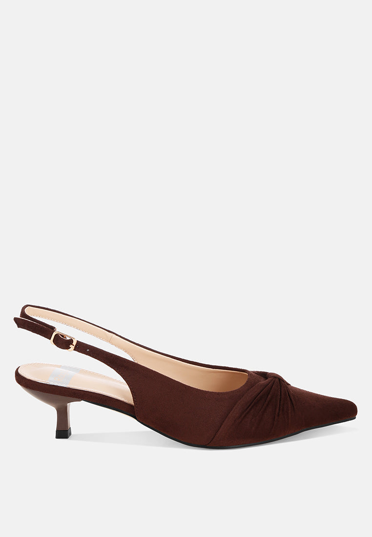Salvia Ruched Pointed Toe Slingback Heels-6