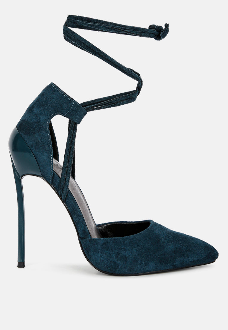 Rule Breaker Lace Up Stiletto Heel Suede Sandals-0