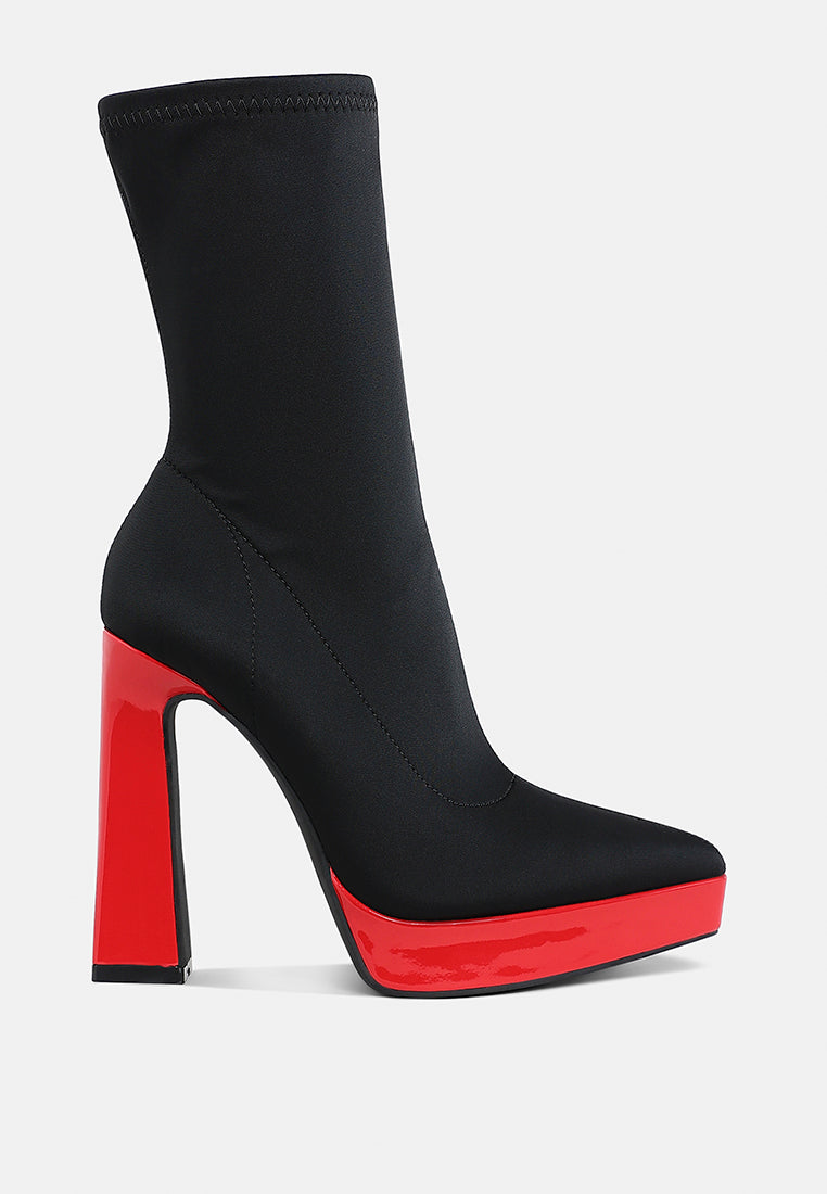 Rabha Contrasting Platform Detail Sock Boots-5