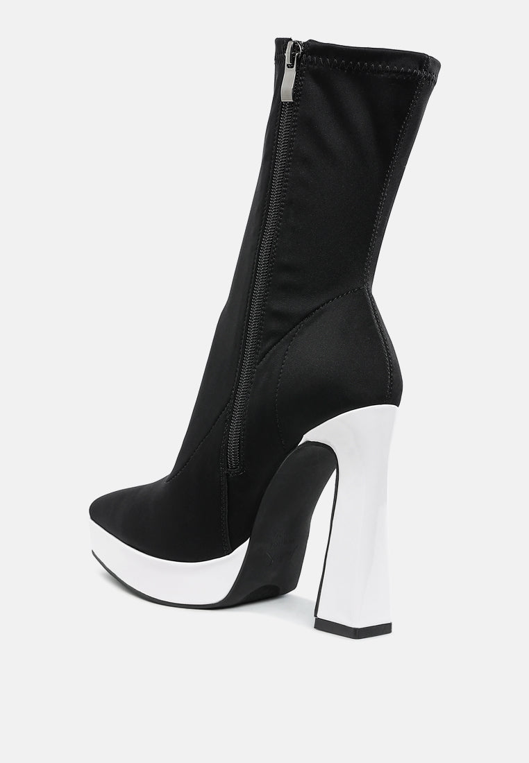 Rabha Contrasting Platform Detail Sock Boots-2