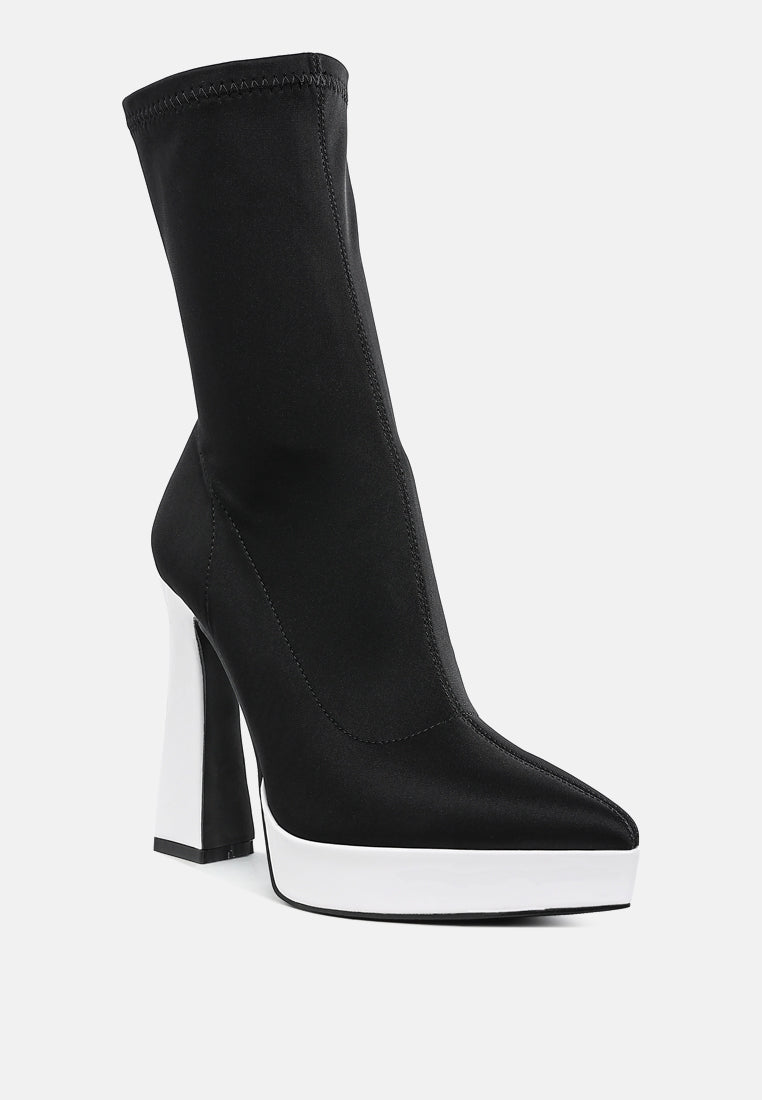Rabha Contrasting Platform Detail Sock Boots-1