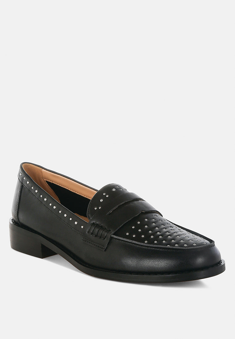 Raisa Stud Embellished Penny Loafers-1