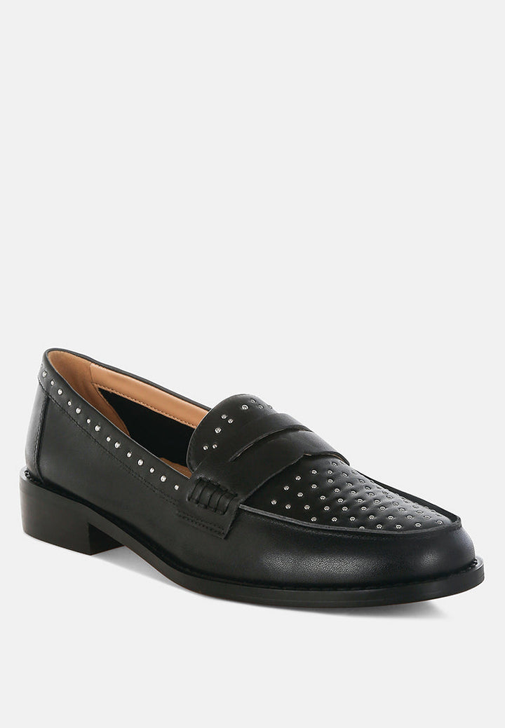 Raisa Stud Embellished Penny Loafers-1
