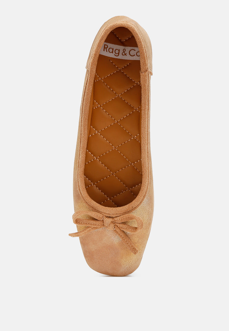 Rubyrose Genuine Suede Bow Ballerinas-4