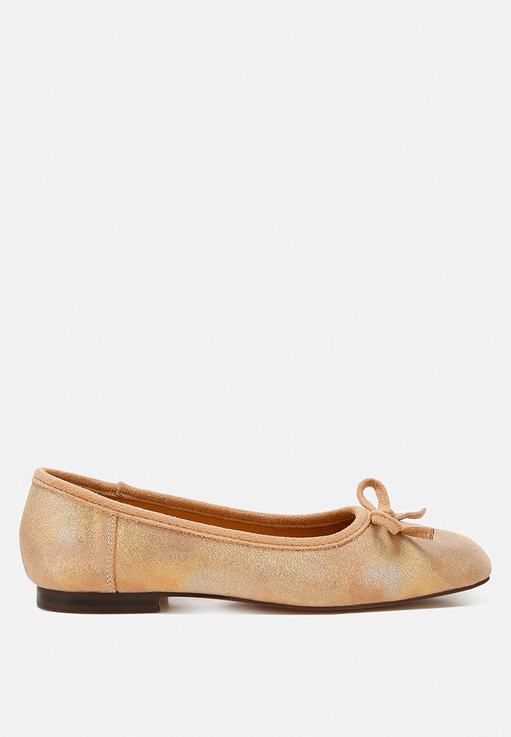 Rubyrose Genuine Suede Bow Ballerinas-0