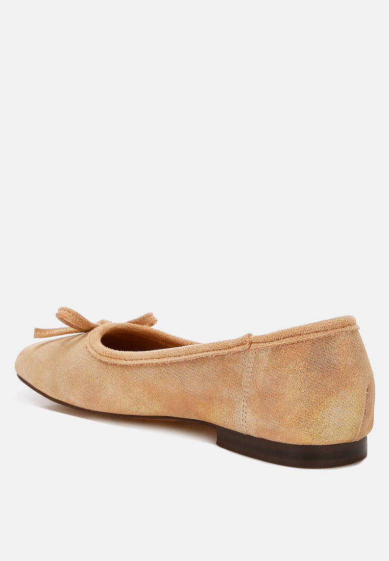 Rubyrose Genuine Suede Bow Ballerinas-3