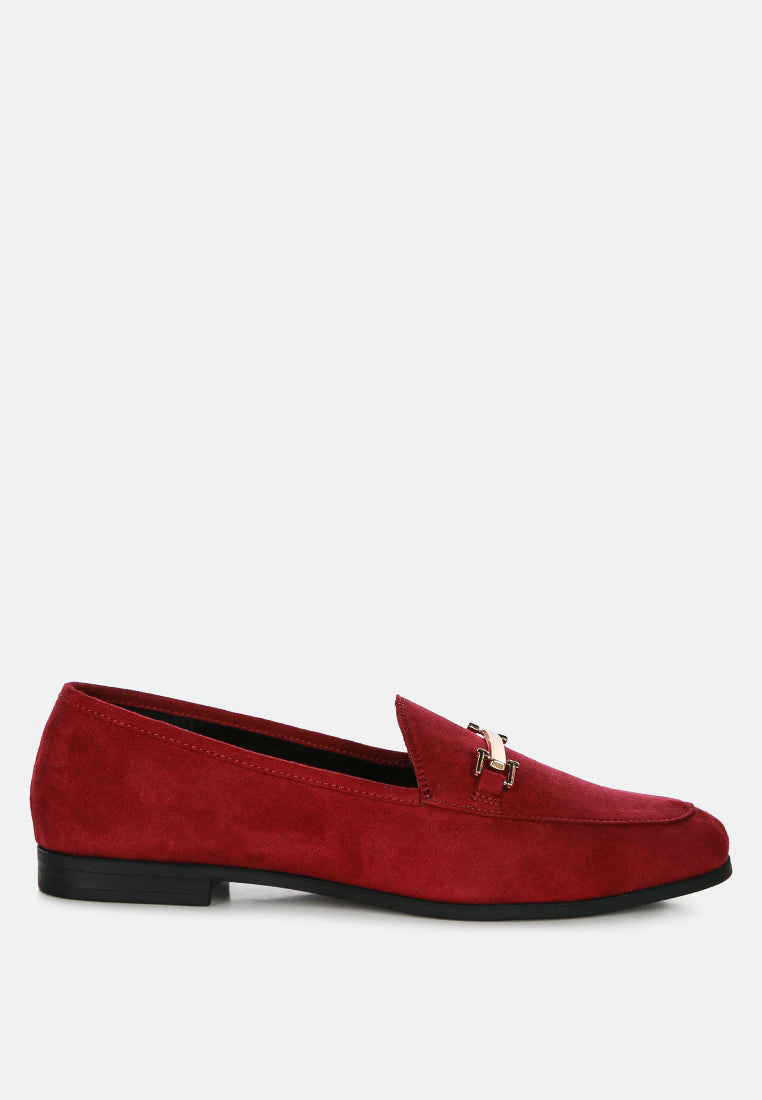 Zaara Solid Faux Suede Loafers-7