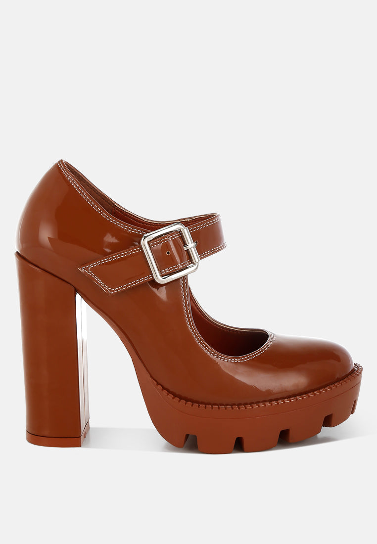 Millenial Bug Patent High Heeled Mary Jane Shoes-0