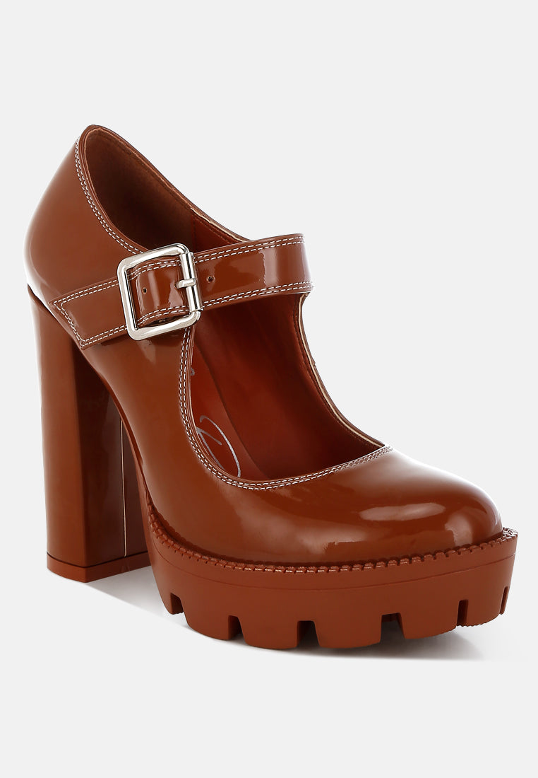 Millenial Bug Patent High Heeled Mary Jane Shoes-1