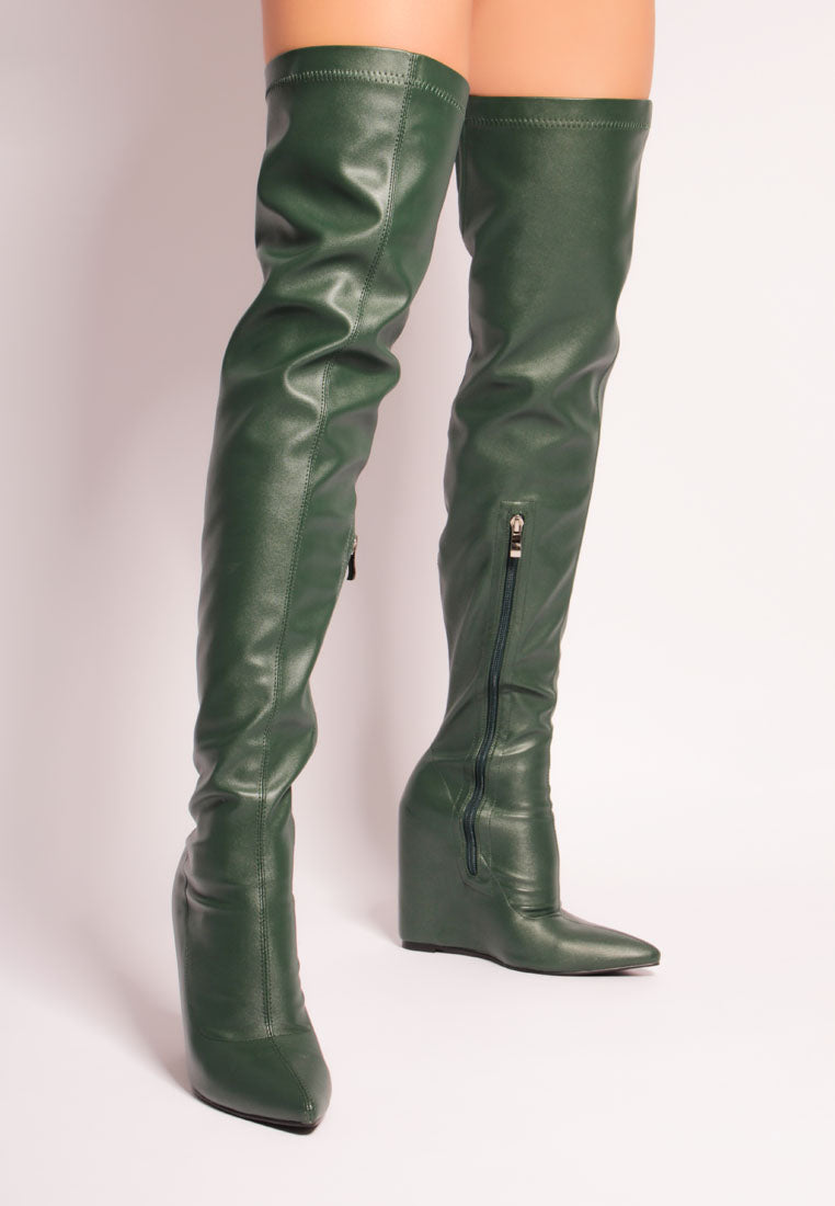 Leggy Lass Wedge Heel Long Boots-1