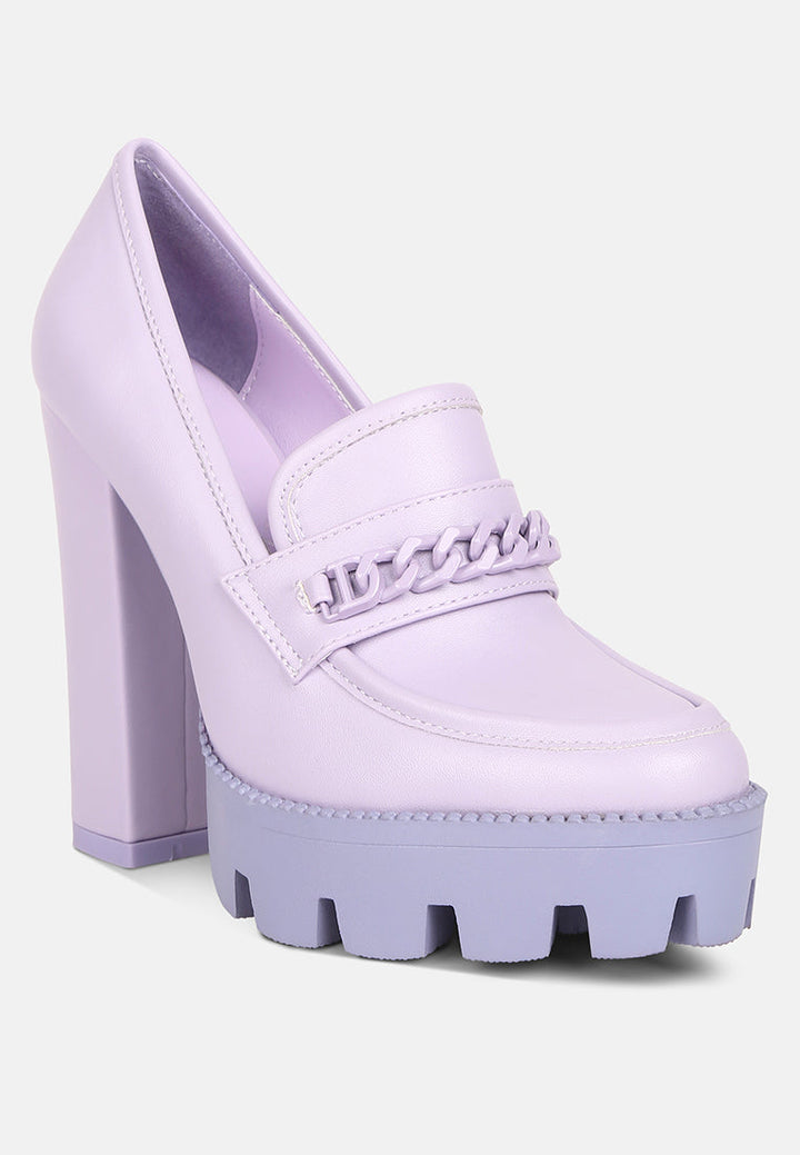 Corinne Chain Embellished Chunky Loafers-1