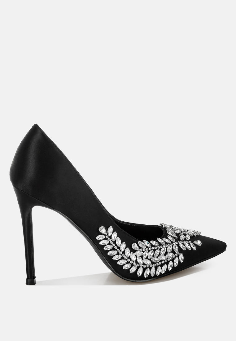 Ashlyn Rhinestones Embellished Satin Stiletto Pumps-7