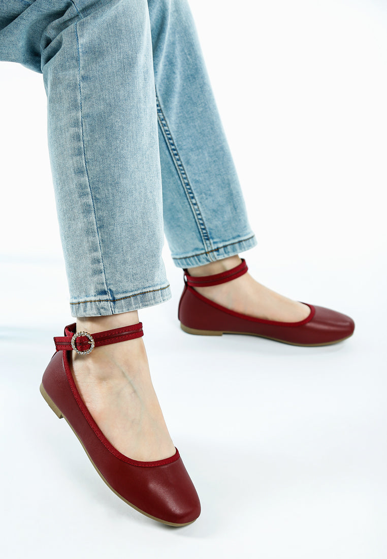 Danseur Ankle Strap Detail Ballet Flats-1