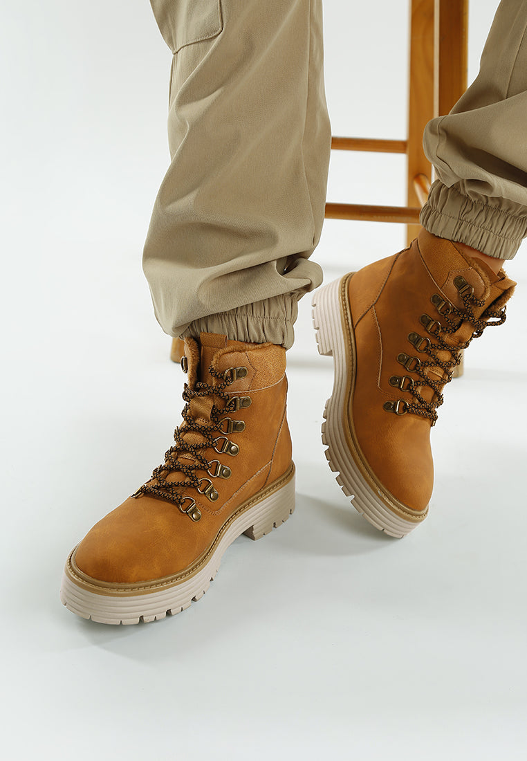 Boskoff Lace-Up Chunky Warm Ankle Boots-1